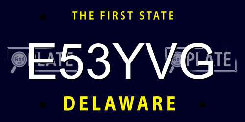 E53YVG Delaware License Plate