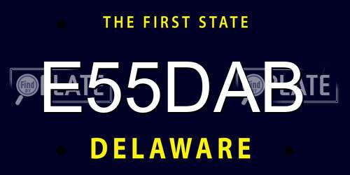 E55DAB Delaware License Plate