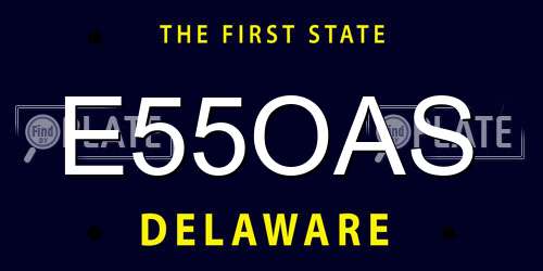 E55OAS Delaware License Plate