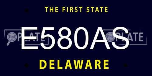 E580AS Delaware License Plate