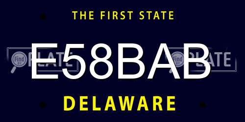 E58BAB Delaware License Plate
