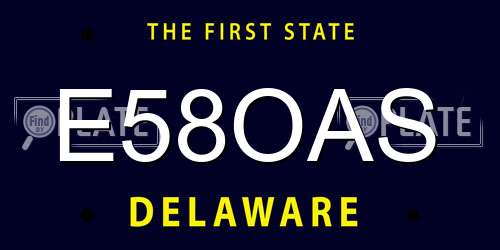 E58OAS Delaware License Plate