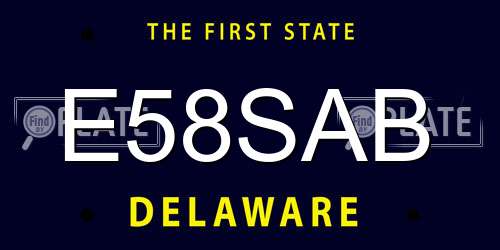 E58SAB Delaware License Plate