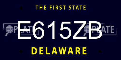 E615ZB Delaware License Plate
