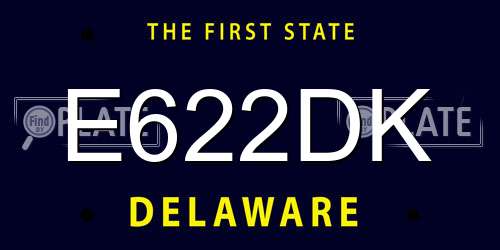 E622DK Delaware License Plate