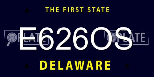 E626OS Delaware License Plate