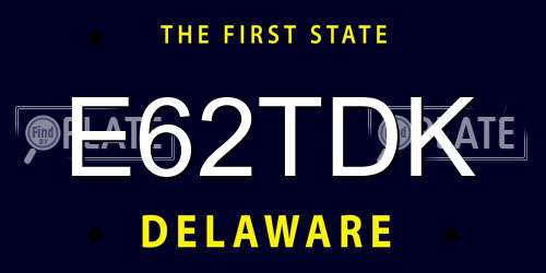 E62TDK Delaware License Plate