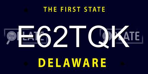 E62TQK Delaware License Plate