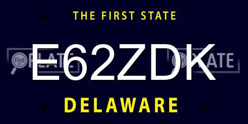 E62ZDK Delaware License Plate