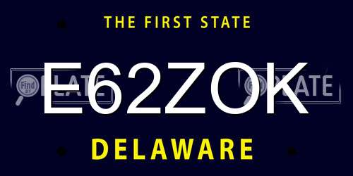 E62ZOK Delaware License Plate