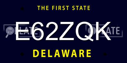 E62ZQK Delaware License Plate