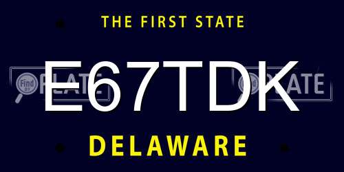 E67TDK Delaware License Plate