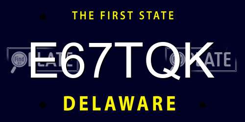 E67TQK Delaware License Plate