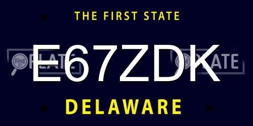 E67ZDK Delaware License Plate