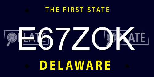 E67ZOK Delaware License Plate