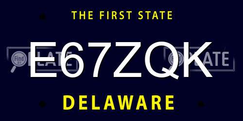 E67ZQK Delaware License Plate