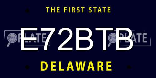 E72BTB Delaware License Plate