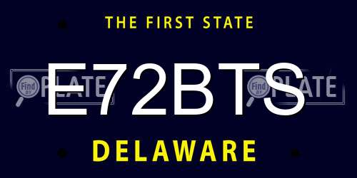 E72BTS Delaware License Plate