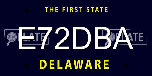 E72DBA Delaware License Plate
