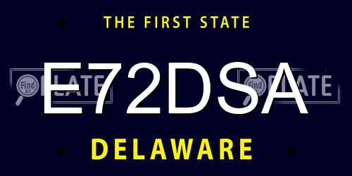 E72DSA Delaware License Plate