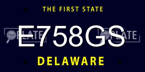 E758GS Delaware License Plate