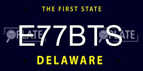 E77BTS Delaware License Plate