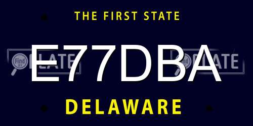 E77DBA Delaware License Plate