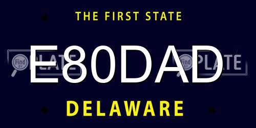E80DAD Delaware License Plate