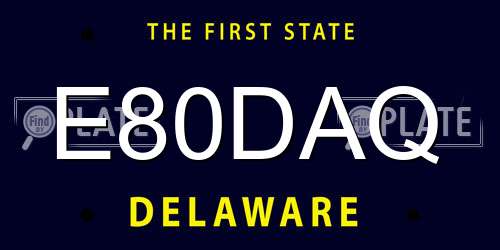 E80DAQ Delaware License Plate