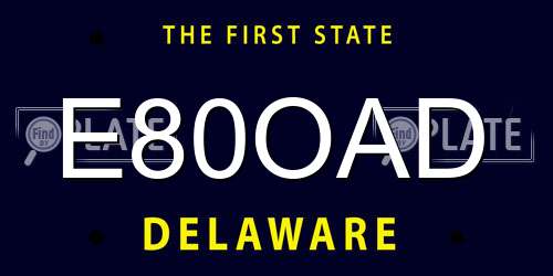 E80OAD Delaware License Plate