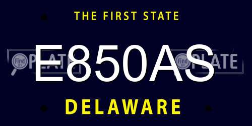 E850AS Delaware License Plate
