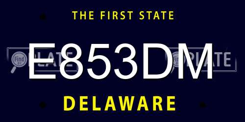 E853DM Delaware License Plate