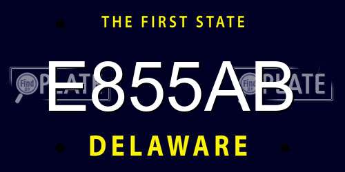 E855AB Delaware License Plate