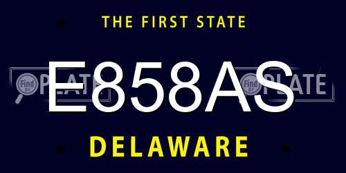 E858AS Delaware License Plate