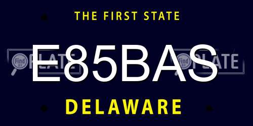 E85BAS Delaware License Plate