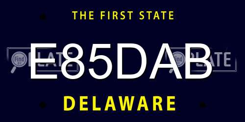 E85DAB Delaware License Plate