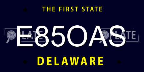 E85OAS Delaware License Plate