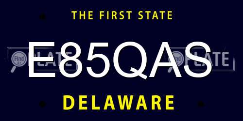 E85QAS Delaware License Plate