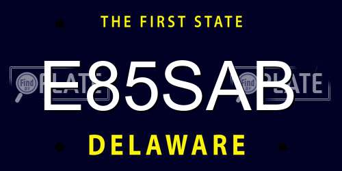 E85SAB Delaware License Plate