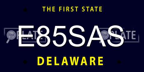 E85SAS Delaware License Plate