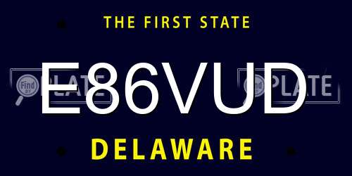 E86VUD Delaware License Plate