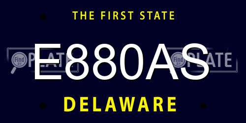 E880AS Delaware License Plate