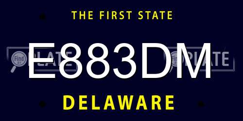 E883DM Delaware License Plate