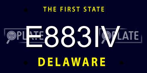 E883IV Delaware License Plate