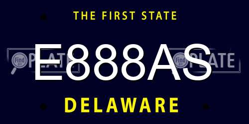 E888AS Delaware License Plate
