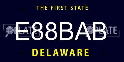E88BAB Delaware License Plate