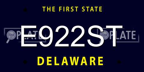 E922ST Delaware License Plate