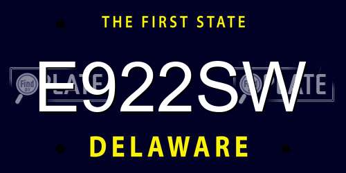 E922SW Delaware License Plate