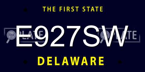 E927SW Delaware License Plate