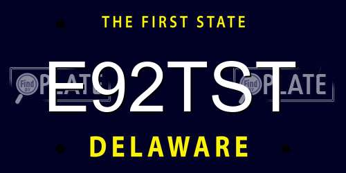 E92TST Delaware License Plate